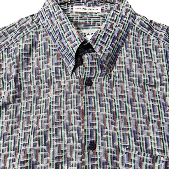 Jhane Barnes Mens Button Down Shirt M 15-1/2 Gray Brown Cotton Long Sleeve - Picture 1 of 8
